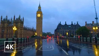 Relaxing 4K Drive in London Rain - Discover West End's Iconic Landmarks - Grey & Rainy London - ASMR