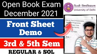 Du 3rd & 5th Sem *OBE Front Sheet Demo* December 2021 | Du Sol OBE Front Sheet 2021