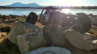 Axial Capra crawling at the lake with 2.2 swampers!