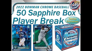 BOXES #1-25   -   2022 BOWMAN CHROME SAPPHIRE 50 Box Player Break eBay 02/19/23