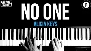 Alicia Keys - No One Karaoke SLOWER Acoustic Piano Instrumental Cover Lyrics LOWER KEY