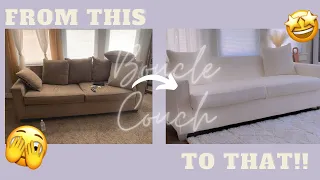 DIY BOUCLE/SHERPA COUCH...NO SEWING!!!