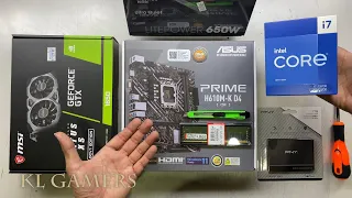 intel Core i7 13700 ASUS PRIME H610M K D4 CSM msi GTX1650 VENTUS XS Gaming PC Build