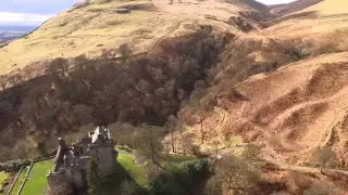 Scotland. Aerial Drone Video 4K. Dollar Clackmannanshire and Campbell Castle.