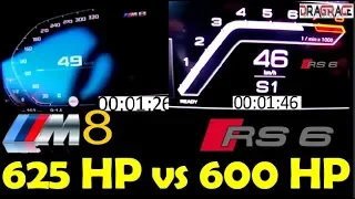 2020 Audi RS6 600 HP vs  2020 BMW M8 COMPETITION 625 HP -  Acceleration Sound  0 -100 100- 200 km/h