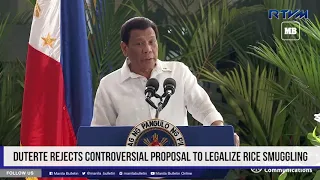 Duterte rejects controversial proposal to legalize rice smuggling