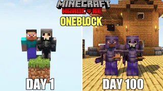 WE SURVIVED 100 DAYS IN ONEBLOCK MINECRAFT HARDCORE | LORDN GAMING