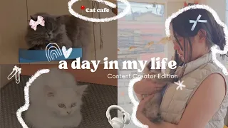 A day in my life as a content creator | cat cafe, meeting ๋࣭ ⭑⚝