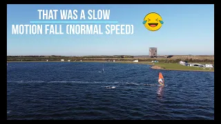 Windsurf Brouwersdam #106 Flying Blacksheep, huge spinout and a slowmotion fall