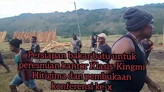 Persiapan bakar batu untuk peresmian kantor Kingmi Klasis Hitigima Wamena