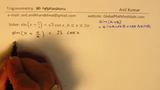 Trigonometric Equation sin⁡(x+π/4)=√2  cos⁡x (0, 2π)