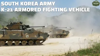 S.Korea K-21 Armored Fighting Vehicle in exercise: Fire & Maneuver with cover of ROK Army aviations.