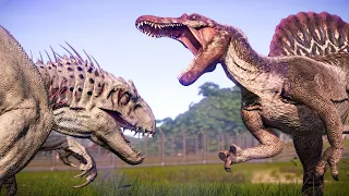 BATTLE ROYALE: CARNIVORE & HERBIVORE DINOSAURS BATTLE IN JURASSIC PARK - Jurassic World Evolution