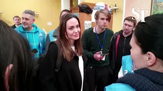 Ukraine crisis: Angelina Jolie meets displaced at Lviv railway station