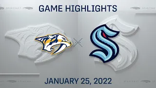 NHL Highlights | Predators vs. Kraken - Jan 25, 2022