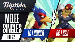 Ginger vs S2J - Melee Singles Top 32 - Riptide 2022 | Falco vs Captain Falcon