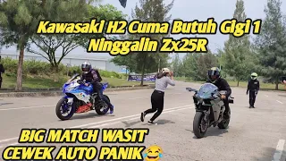 TES DRAG!! KAWASAKI H2 Vs Zx25r NYALIP SAMBIL JEMPING" AUTO DITINGGAL SEKEBON