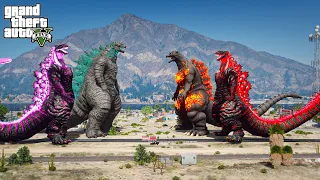 Shin Godzilla, Legendary Godzilla vs Red Shin Godzilla, Burning Godzilla - Epic Fight ( GTA V Mods )