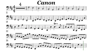 Canon in D Cello Trombone Sheet Music Backing Track Play Along Partitura