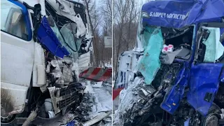 Жуткое Дтп в челябинской области 19.03.2021г- столкнулись тягач Volvo и Scania. Водитель Volvo погиб