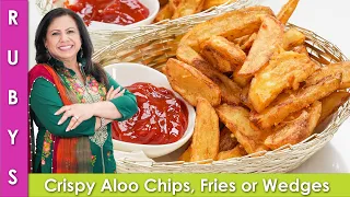 Super Easy Crispy Aloo ki Chips, Fries, ya Wedges Recipe in Urdu Hindi - RKK