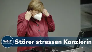 BAMBULE IM BUNDESTAG: Massive Störung - Merkel bei Corona-Regierungserklärung von AfD unterbrochen