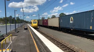 Queensland Rail's Tilt Train arriving at Maryborough West Station