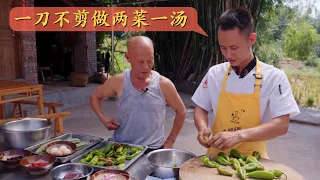 Chef Wang cooks two dishes and one soup in 25 minutes, one shot video from prepare to serve