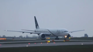 Pakistan International  PIA Boeing 777 PK702 AP-BHW PIA702 taxiing & takeoff Manchester 20/3/17