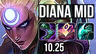 DIANA vs YASUO (MID) | 8/0/7, 2.6M mastery, Legendary, 300+ games | KR Diamond | v10.25