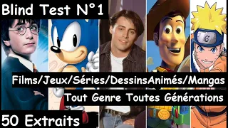 Blind Test N°1 - Tout Genre: Films/Jeux/Séries/DessinsAnimés/Mangas Toutes Générations (50 Extraits)