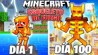 SOBREVIVÍ 100 DÍAS como un ESQUELETO DE FUEGO en MINECRAFT HARDCORE!