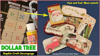 Dollar Tree “Dominos” / MOD PODGE “Napkin Craft” / Easy “Dominoes” ornaments + more / 💲Cheap💲