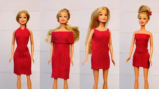 DIY Одежда для куклы  Барби без шитья. How to make Barbie clothes without sewing