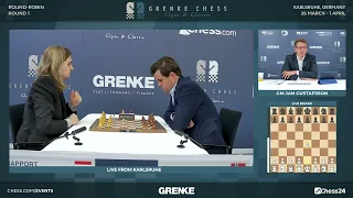 Magnus Carlsen vs Richard Rapport #GRENKE Chess Classic 2024 Round 1