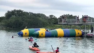 Cate and Kaia on the Blob!  Summer camp 2023