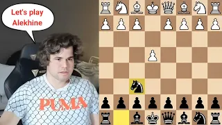 Carlsen shows how to play Alekhine's Defence🛡️