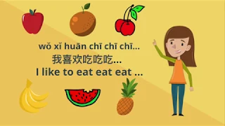 I like to Eat Fruit! Wǒ xǐ huān chī! Easy Sing Along Chinese Song for Kids!