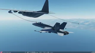 DCS World - Air to Air refueling F/A-18C Hornet from KC-130 tanker