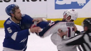 Brandon Dubinsky and Dan Girardi Scrum (Apr. 10, 2019) (ECQF Game 1)