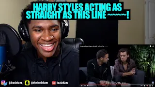 Reacting To harry styles acting as straight as this line ~~~~!