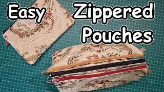 How to sew zippered pouches curved edge toiletry bag in tapestry upholstery fabric from batch sewing