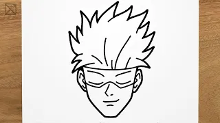 How to draw SATORU GOJO (Jujutsu Kaisen) step by step, EASY