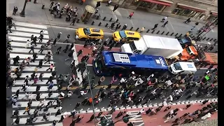 Large NYC Justice for George Floyd protest blocks traffic on 42nd Street