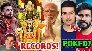 Ayodhya Ram Mandir LIVE RECORDS 🔥 YouTubers Reaction 😍| Abhi and Niyu POKE Dhruv Rathee?, Thugesh |