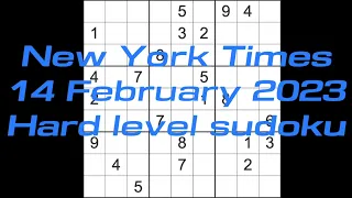 Sudoku solution – New York Times sudoku 14 February 2023 Hard level