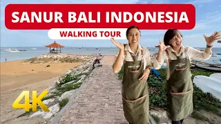 🇮🇩 Sanur BALI Indonesia along Main Street, through luxury hotels to Sanur BEACH. 4K WALKING TOUR