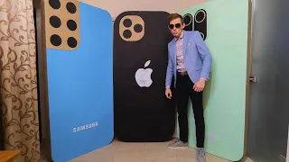 Samsung Galaxy S22 vs iPhone 13 Pro vs Xiaomi Mi 12 Cardboard Prank Incoming Call