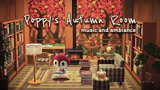 📚 𝐑𝐞𝐚𝐝 𝐢𝐧 𝐏𝐨𝐩𝐩𝐲'𝐬 𝐀𝐮𝐭𝐮𝐦𝐧 𝐑𝐨𝐨𝐦 🍁 Soft Piano Music with Firewood Crackling Ambiance, Animal Crossing