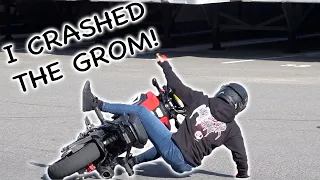 CRASHING MY NEW Honda Grom! ( WHEELIE FAIL.. )